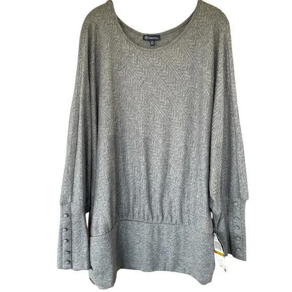Democracy Women's Sweater with Button Accents and Side Ruching. Plus Size 3X - Picture 1 of 13